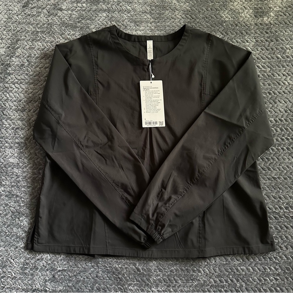 Lululemon Against Convention LS Shirt Black Long Sleeve Size 8 NWT